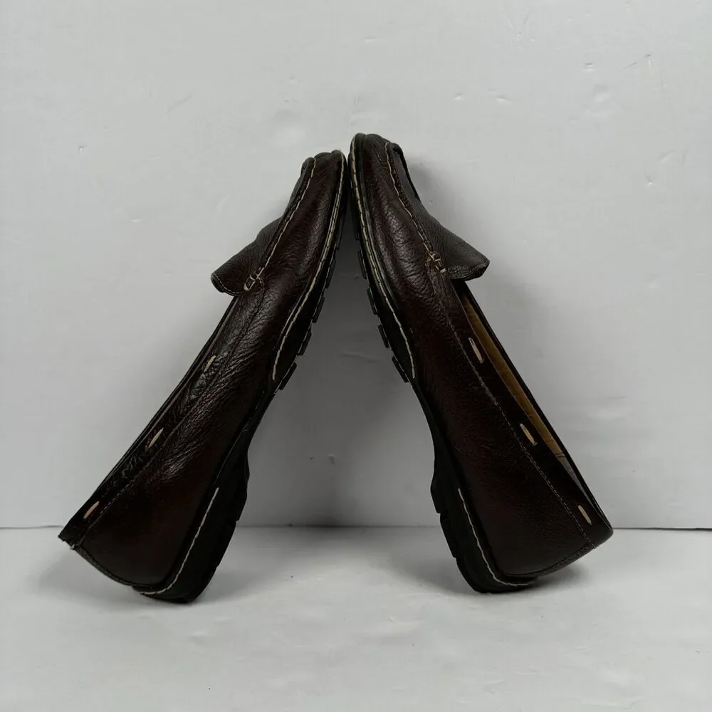Bjorndal Brown Leather‎ Driving Moccasin slip On Shoe Size 9M *peeling One Heel